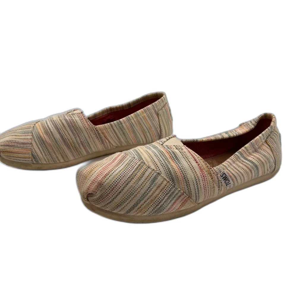 TOMS Classic Pastel Stripe Size 7 W Multicolor Slip On Loafers Comfort Shoe
